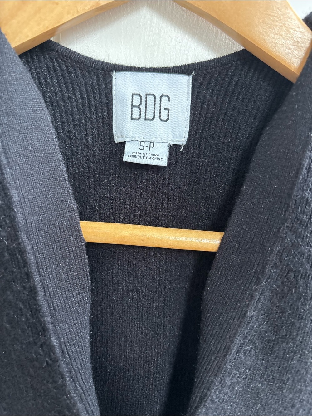 BDG Black Ribbed Button-Front V-Neck Vest - Picture 2 of 4